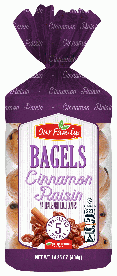 Our Family  cinnamon raisin pre-sliced bagels, 5-count Full-Size Picture